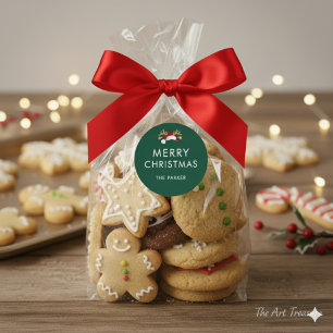 Modern Minimalist Custom Color Christmas Class Classic Round Sticker