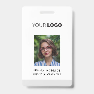 Modern Minimalist Custom Employee Photo Card Logo ID Badge