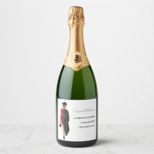 Modern Minimalist Custom Graduation Gift Sparkling Wine Label