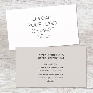 Modern Minimalist Custom Logo Light Grey Business Card