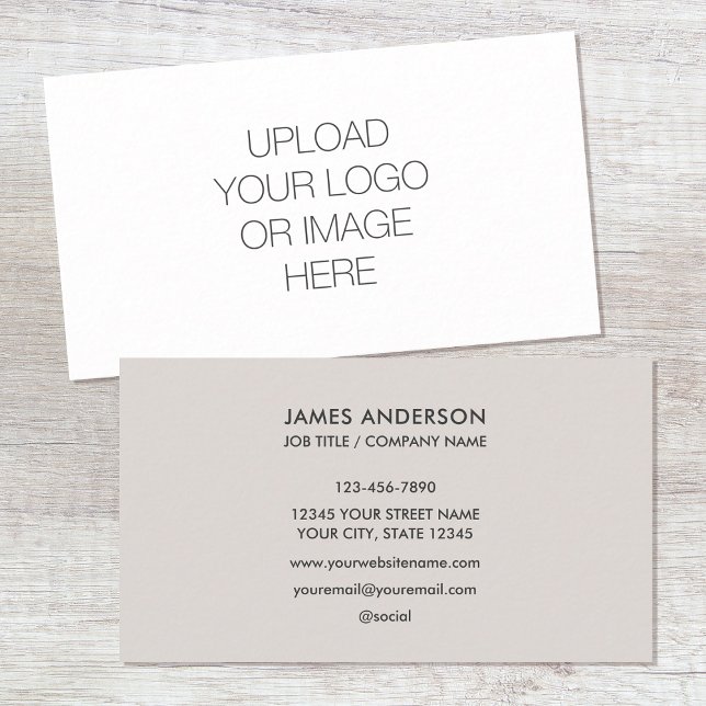 Modern Minimalist Custom Logo Light Grey Business Card (Creator Uploaded)