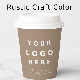 Modern Minimalist Custom Logo Rustic Craft Paper Cups