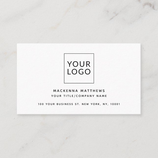 Modern Minimalist Custom Logo Social Media Icons Business Card (Front)