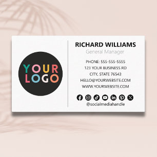 Modern Minimalist Custom Logo Social Media Simple Business Card