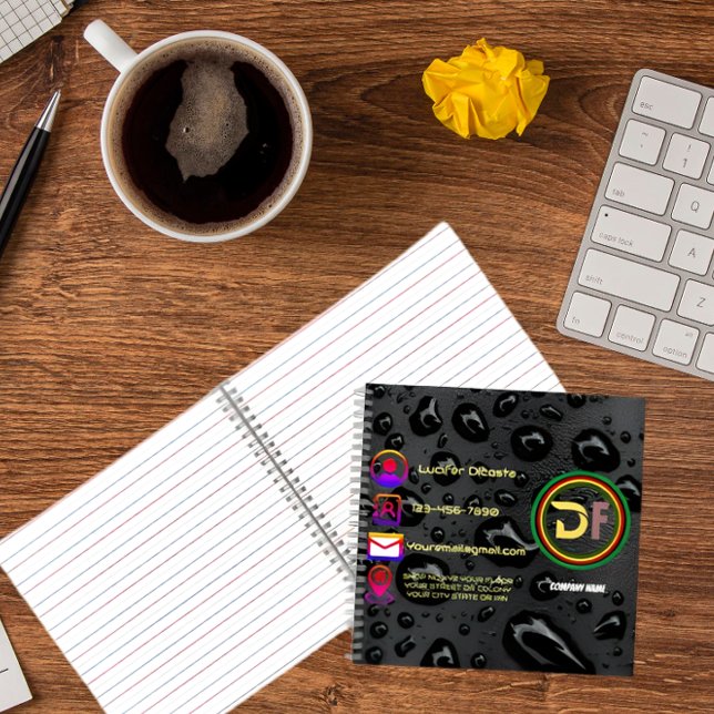 Modern Minimalist Custom Logo Stylish Black Bubble Notebook (Creator Uploaded)