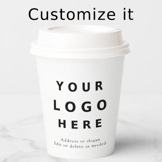 Modern Minimalist Custom Logo White Paper Cups