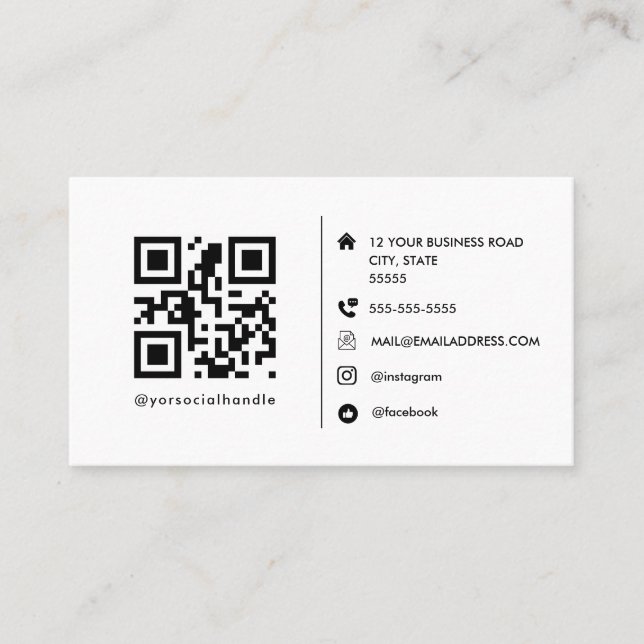 Modern Minimalist Custom Logo with Social Media  Business Card (Front)
