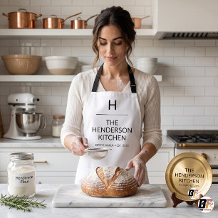 Modern Minimalist Custom Monogram Family Kitchen Apron