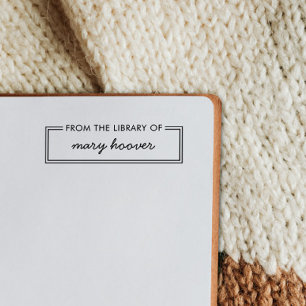 Modern Minimalist Custom Name From The Library Of Rubber Stamp