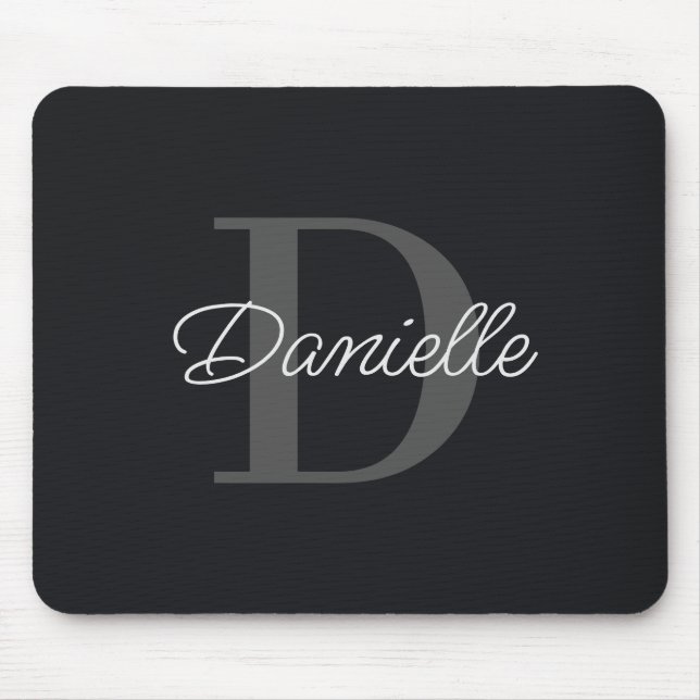 Modern Minimalist  Custom Name Monogram Elegant Mouse Pad (Front)