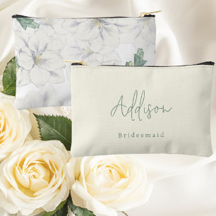 Modern Minimalist Custom Name Script Bridesmaid Accessory Pouch