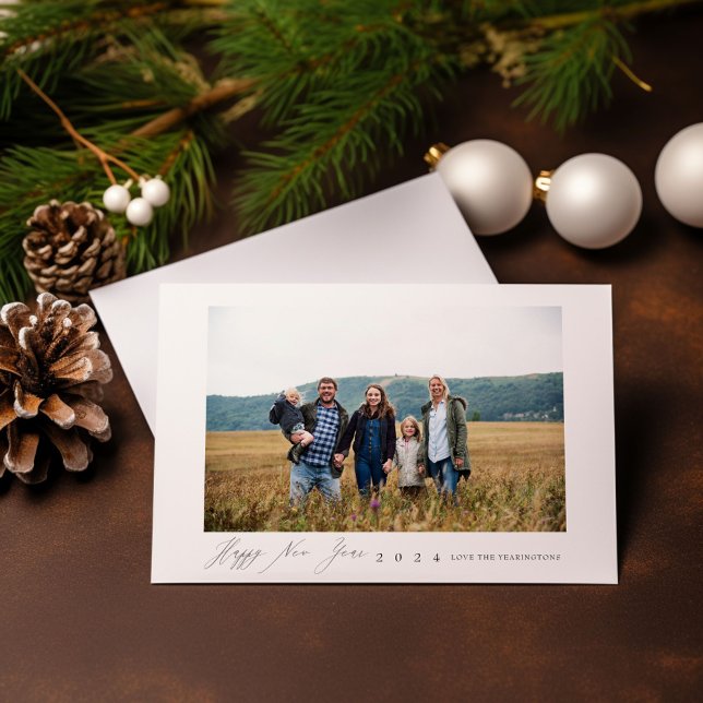 Modern Minimalist Custom New Year's Photo Card (Creator Uploaded)