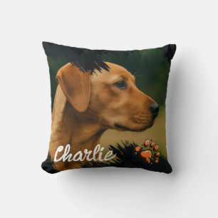 Modern Minimalist Custom Pet Photo with Name Cushion