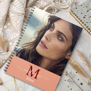 modern minimalist custom photo monogram Script   Notebook