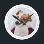 Modern Minimalist Custom Photo Pet Dog Kid Simple Round Clock<br><div class="desc">Perfect for pet lovers: This minimalist simple clean design showcases a favourite photo of your dog,  cat,  or any other beloved pet! Personalise with your fur baby and make this a perfect gift for your family. Great also as home decor for a kid's room!</div>