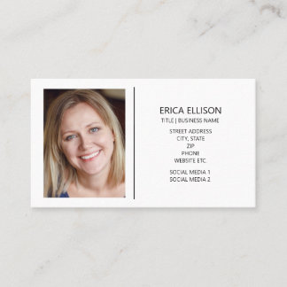 Modern Minimalist Custom Photo Professional  Business Card