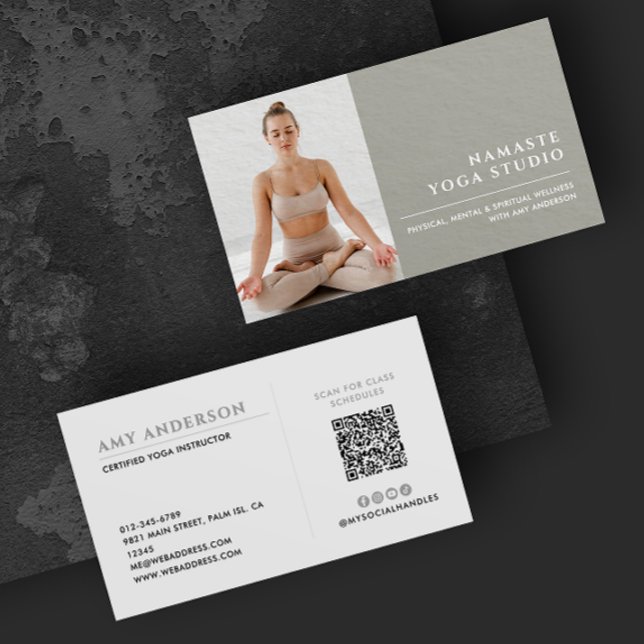 Modern Minimalist Custom Photo Socials & QR Code Business Card (Creator Uploaded)