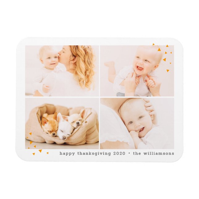 Modern Minimalist Custom Photo Thanksgiving Magnet (Horizontal)