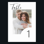 Modern Minimalist Custom Photo Wedding Table Number<br><div class="desc">Description: Make a personal statement at your wedding reception with these Custom Minimalist Engagement Photo Wedding Modern Table Numbers. Showcasing your engagement photos on each table, these table numbers add a unique and sentimental touch to your wedding decor. Customising each table number is a breeze with this easy-to-use template. Simply...</div>