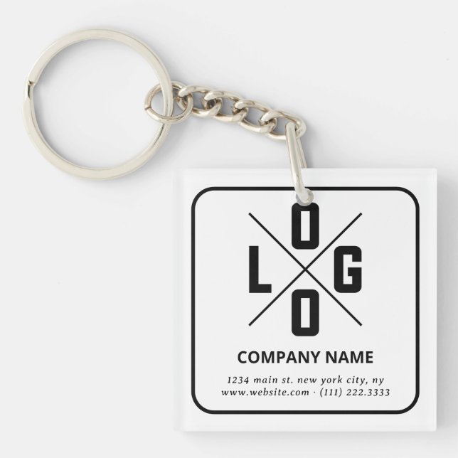 Modern Minimalist Custom QR Code Logo Key Ring (Front)