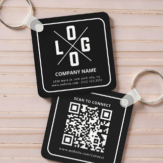 Modern Minimalist Custom QR Code Logo Key Ring