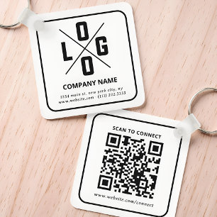 Modern Minimalist Custom QR Code Logo Key Ring