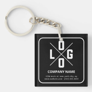 Modern Minimalist Custom QR Code Logo Key Ring