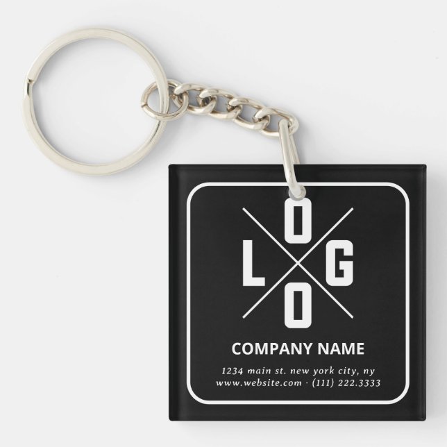 Modern Minimalist Custom QR Code Logo Key Ring (Front)