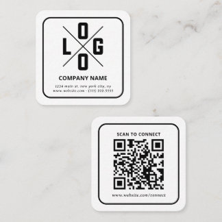 Modern Minimalist Custom QR Code Logo Square Business Card