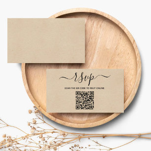 Modern Minimalist Custom QR Code Wedding RSVP Enclosure Card