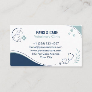 Modern Minimalist Custom Veterinary Business Card