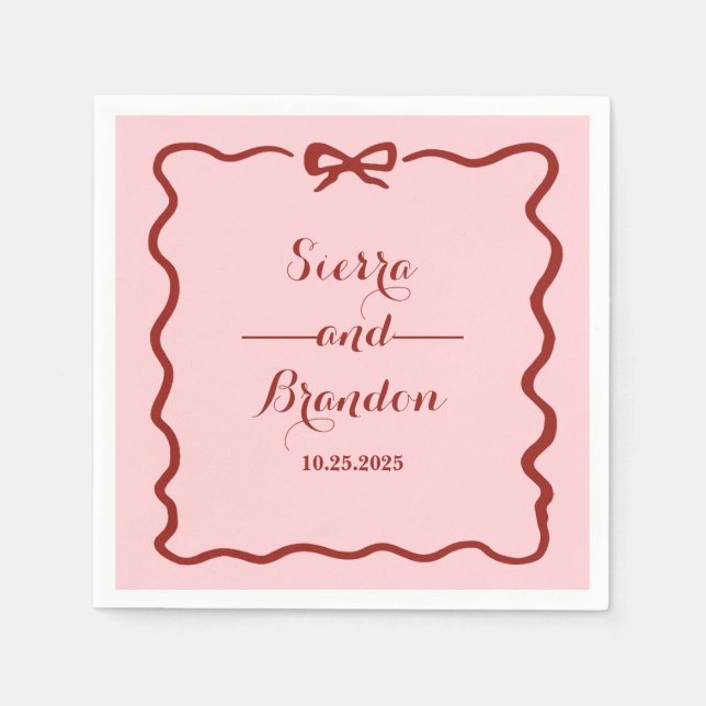 Modern Minimalist Custom Wedding Pink Napkins (Front)