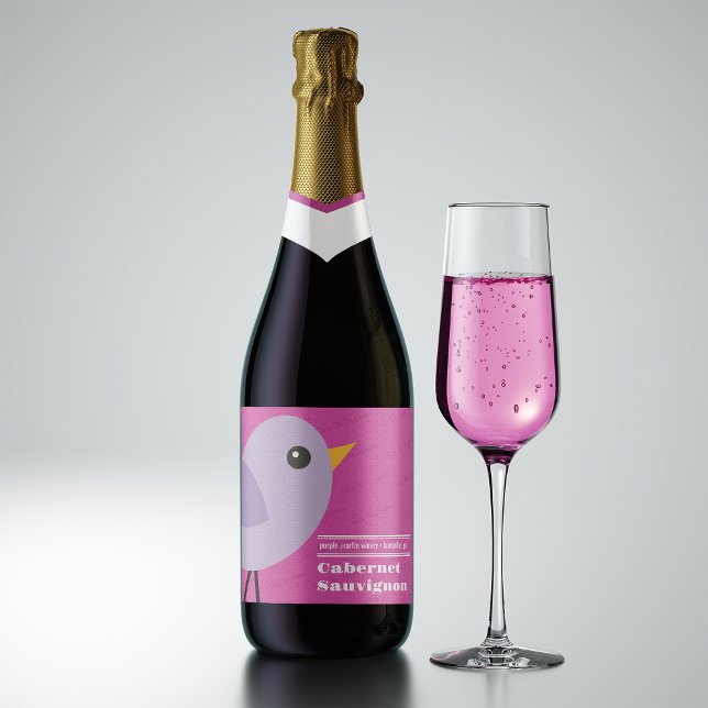 Modern Minimalist Customisable Purple  Sparkling Wine Label (Creator Uploaded)