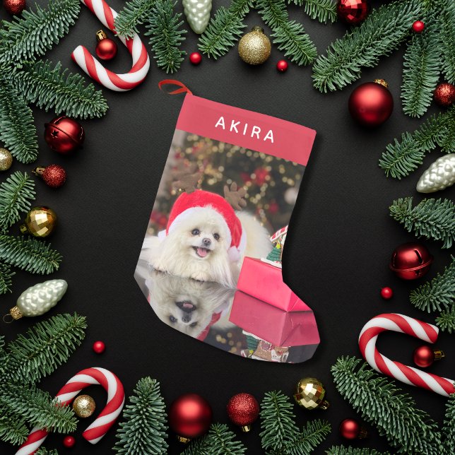 Modern Minimalist Cute Dog Pet Photo Small Christmas Stocking (Creator Uploaded)