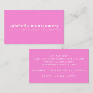 Modern Minimalist Cute Girly Pink Event Planner Business Card