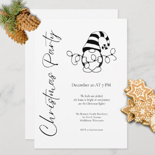 Modern Minimalist Cute Gnome Christmas Party Invitation