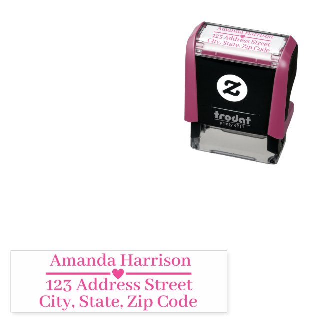 Modern Minimalist Cute Heart Name Mailing Address  Self-inking Stamp (In Situ)