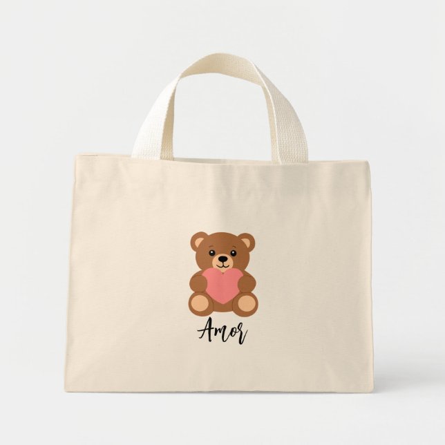 Modern Minimalist Cute Trendy Bear  Mini Tote Bag (Front)