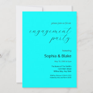 Modern Minimalist Cyan Grey Engagement Party Invitation