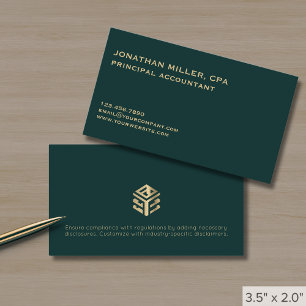 Modern Minimalist Dark Green Business Card