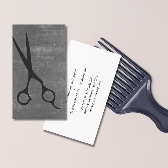 Modern Minimalist Dark Grey Scissors Hairstylist Business Card (Creator Uploaded)