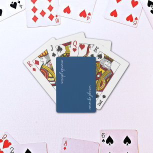 Modern Minimalist Dark Navy Blue Monogram Playing Cards