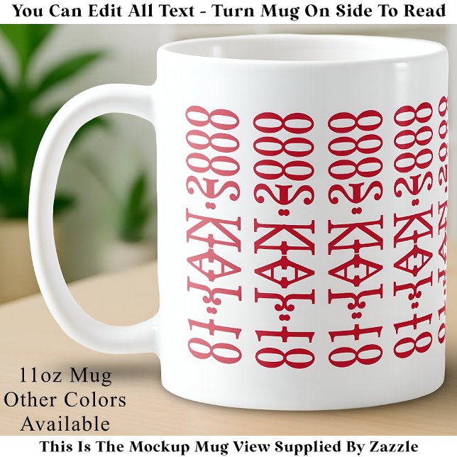 Modern Minimalist Date Hidden Message Custom Red Coffee Mug (Creator Uploaded)