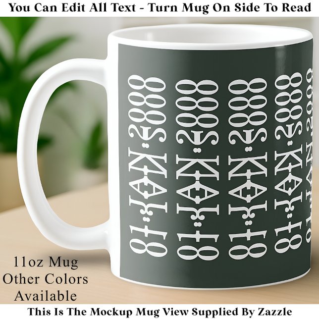 Modern Minimalist Date Hidden Message Custom Sage Coffee Mug (Creator Uploaded)