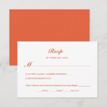 Modern Minimalist Deep Orange Meal Choice Wedding