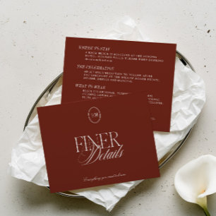 Modern Minimalist Deep Terracotta Wedding Details Enclosure Card