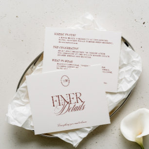 Modern Minimalist Deep Terracotta Wedding Details Enclosure Card