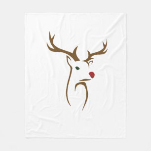 Modern Minimalist Deer Line Art Christmas Fleece Blanket