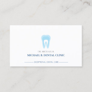 Modern Minimalist Dentist Blue Tooth Logo Dental Business Card