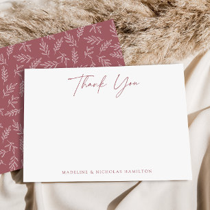 Modern Minimalist Desert Rose Botanical Thank You Card